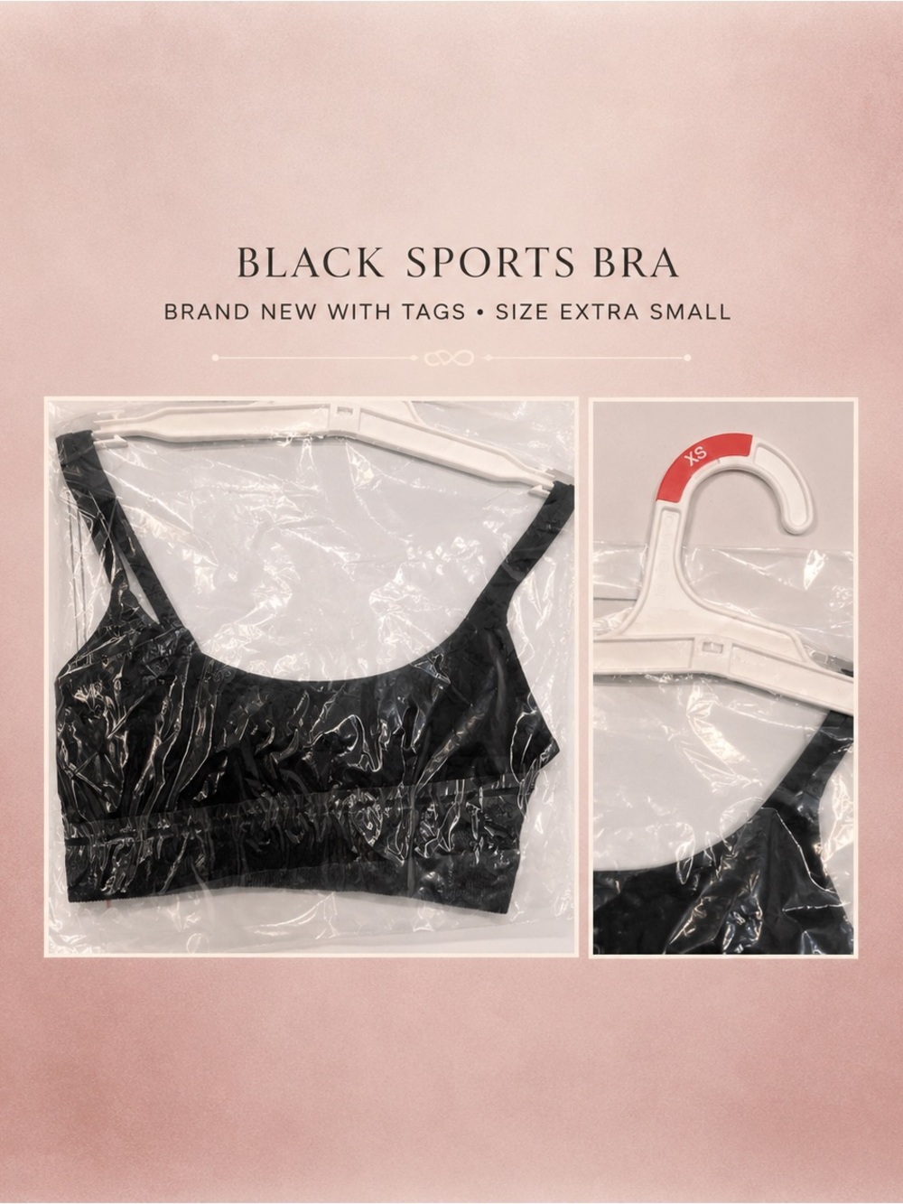 Colsie Black Sports Bra - Scoop Neck Elastic Underband